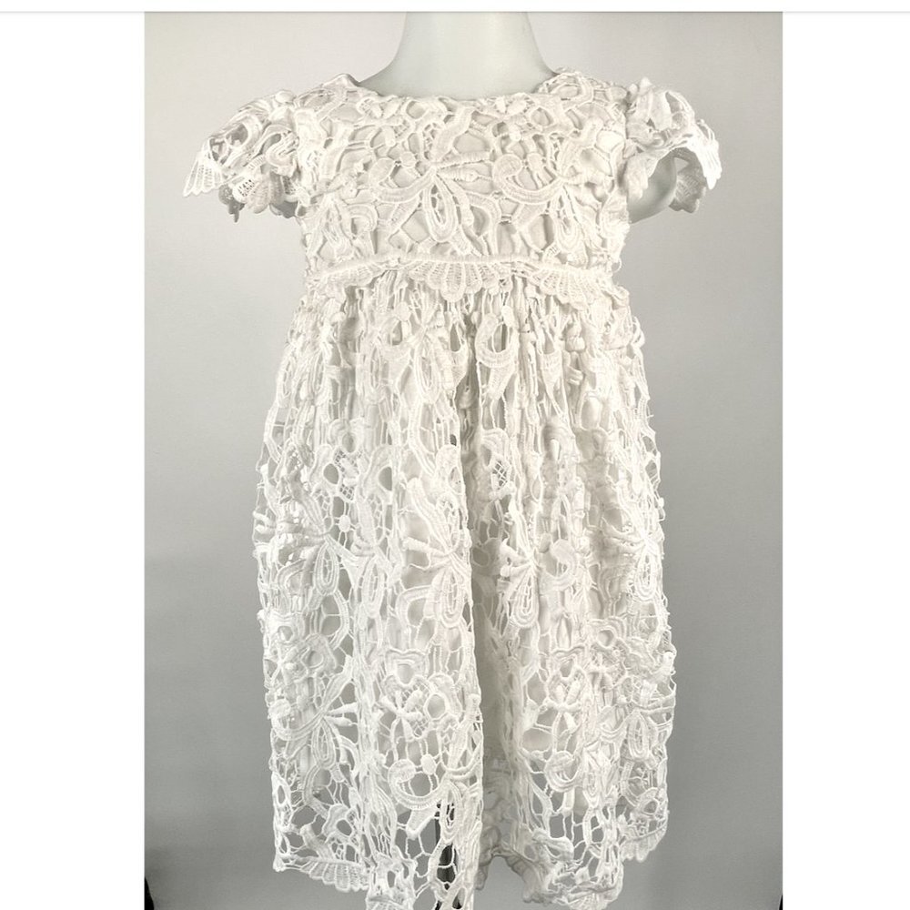 Girls White Crochet Dress